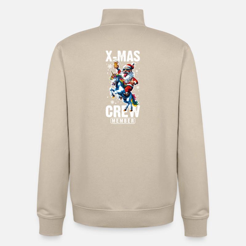 Weihnachts Crew Weihnachtsmann Einhorn - Unisex Organic Zip Sweatshirt von Stanley/Stella - Cremebeige