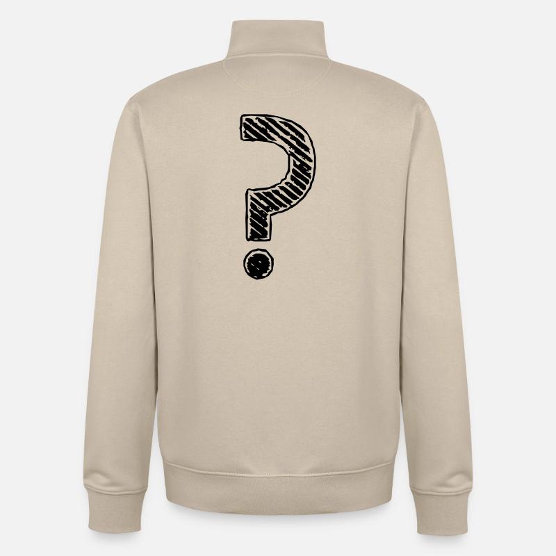 Point d'interrogation rayures regard grunge - Sweat zippé unisexe en coton bio Stanley/Stella - beige crème