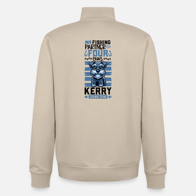 Pêche et Kerry Blue Terrier - Sweat zippé unisexe en coton bio Stanley/Stella - beige crème