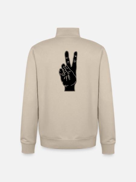 Black hand gesture peace - Unisex Organic Zip Sweatshirt by Stanley/Stella - desert dust