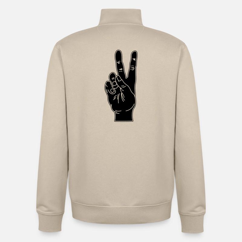Geste de la main noire paix - Sweat zippé unisexe en coton bio Stanley/Stella - beige crème