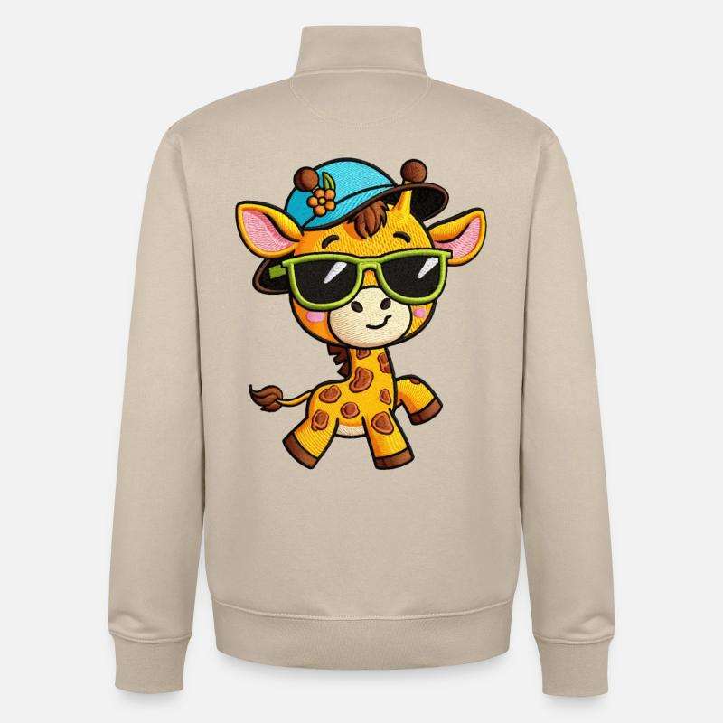 Groovy Giraffe Lunettes de soleil Tee - Sweat zippé unisexe en coton bio Stanley/Stella - beige crème