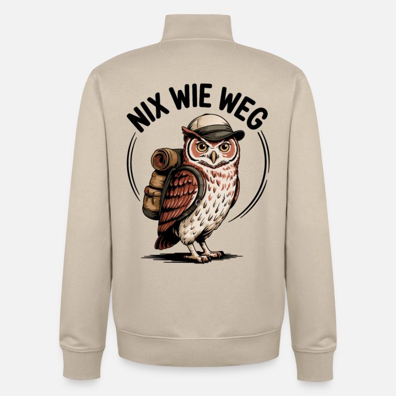 Wandernde Eule mit Rucksack - Unisex Organic Zip Sweatshirt von Stanley/Stella - Cremebeige