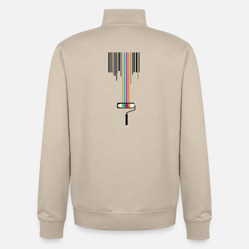 Farbrolle mit Strichcode - Unisex Organic Zip Sweatshirt von Stanley/Stella - Cremebeige