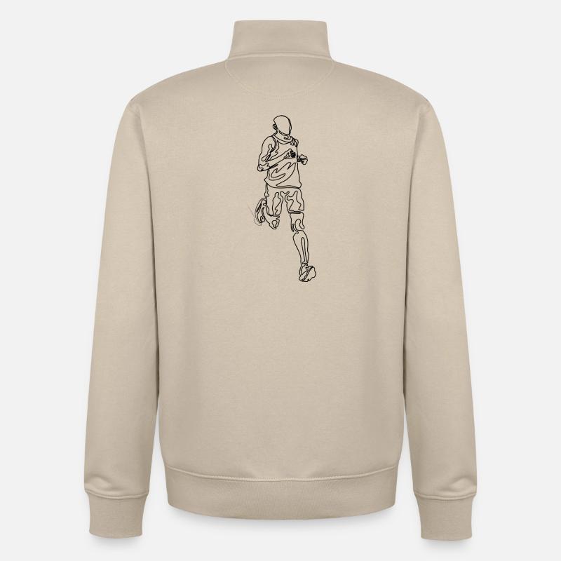 Running Man Single Line Doodle Zeichnung - Unisex Organic Zip Sweatshirt von Stanley/Stella - Cremebeige