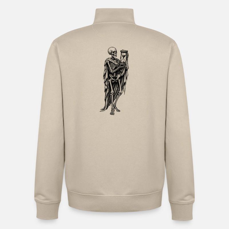 Skelett mit Sanduhr Gothic Motiv - Unisex Organic Zip Sweatshirt von Stanley/Stella - Cremebeige