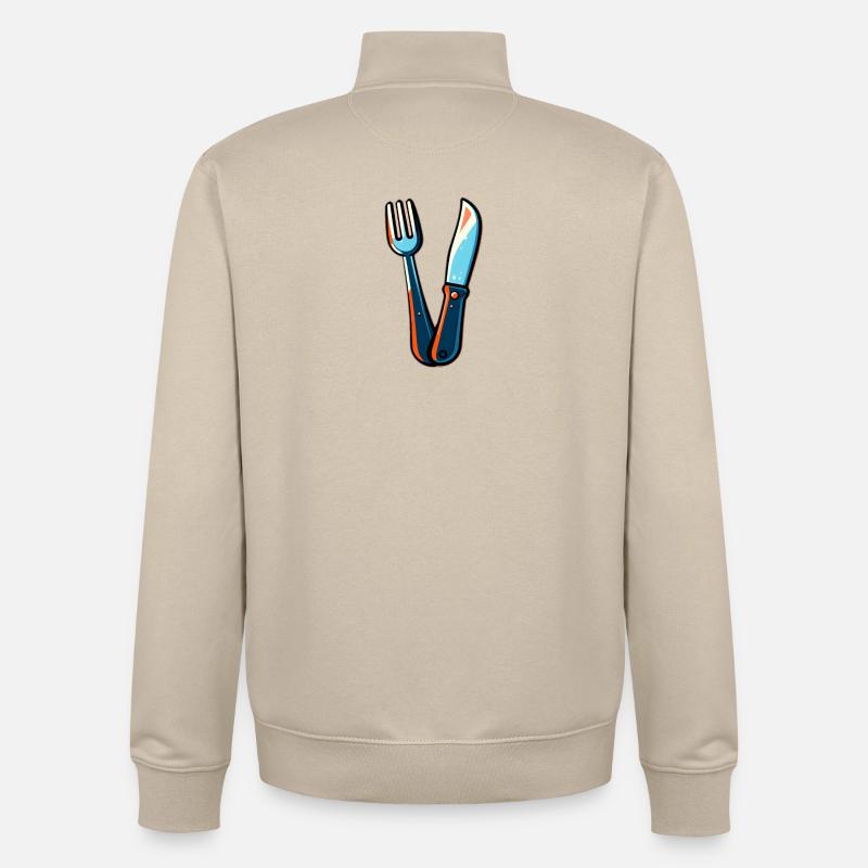 Besteck Messer Gabel bunt - Unisex Organic Zip Sweatshirt von Stanley/Stella - Cremebeige