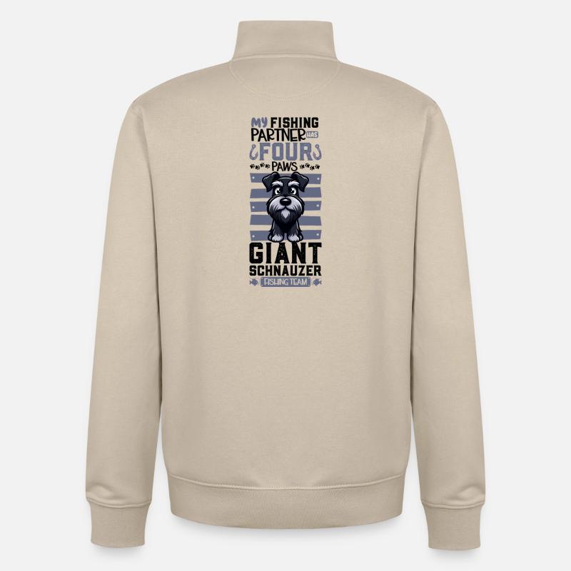 Pêche et schnauzer géant - Sweat zippé unisexe en coton bio Stanley/Stella - beige crème