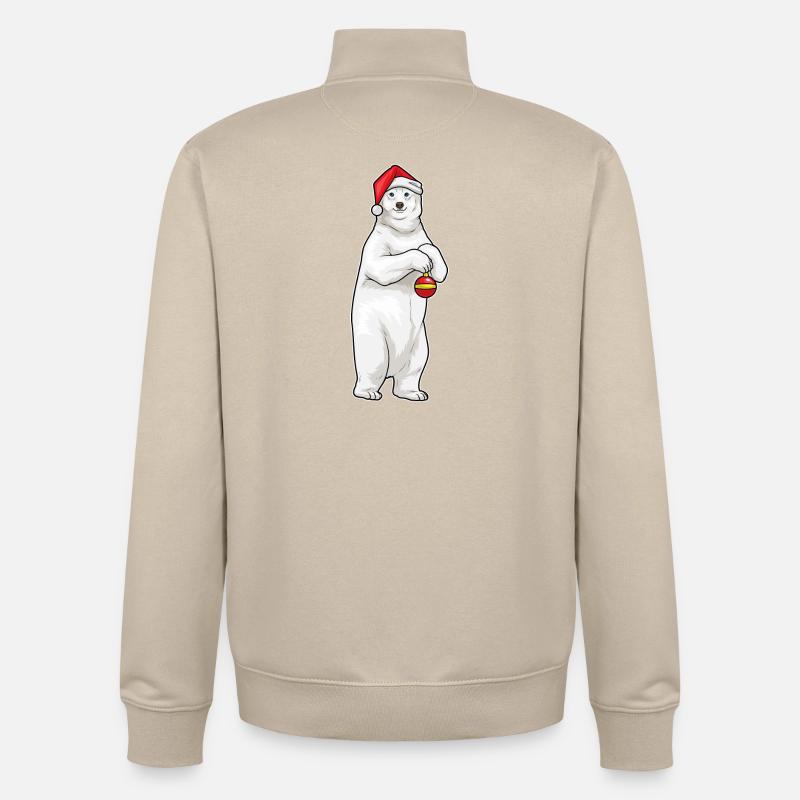 Eisbär Weihnachten Weihnachtskugel - Unisex Organic Zip Sweatshirt von Stanley/Stella - Cremebeige