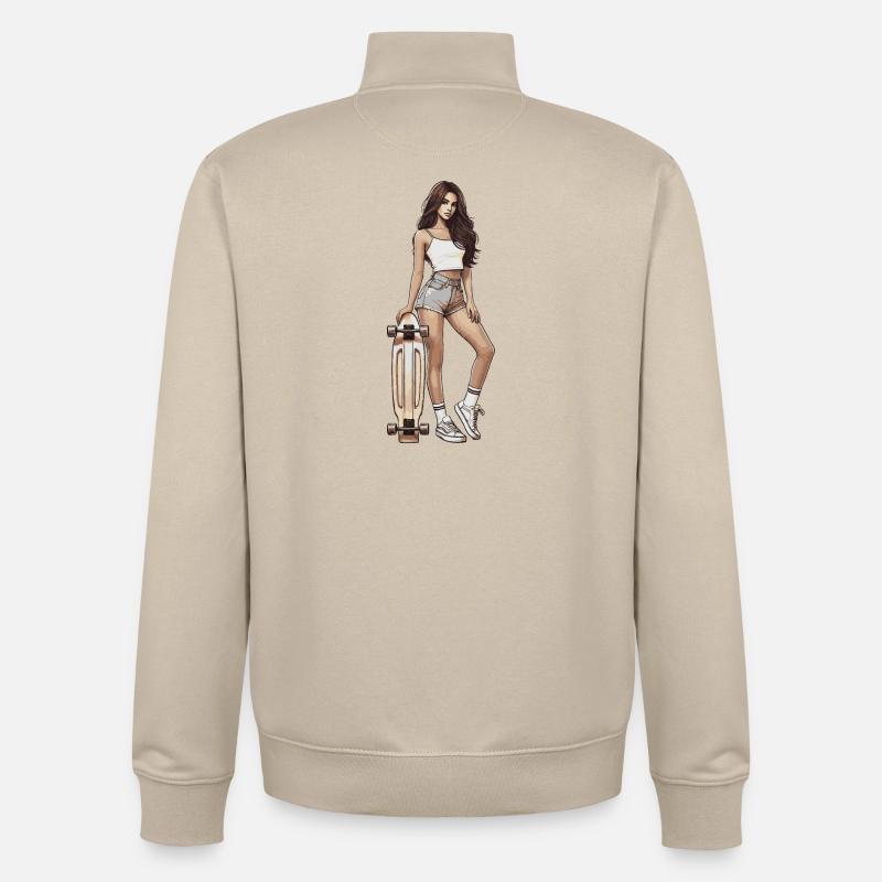 Skateuse - Sweat zippé unisexe en coton bio Stanley/Stella - beige crème