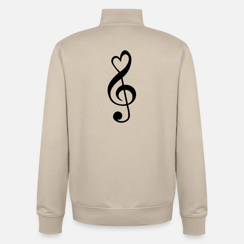 Notenschluessel avec le coeur - Sweat zippé unisexe en coton bio Stanley/Stella - beige crème