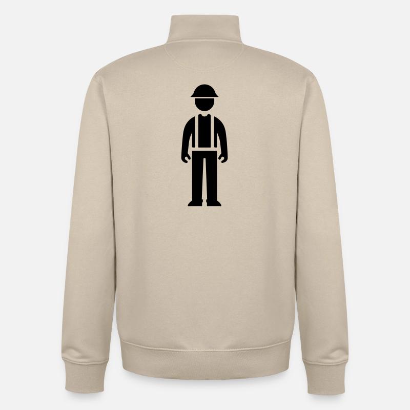 Chef d’équipe ouvrier du bâtiment - Sweat zippé unisexe en coton bio Stanley/Stella - beige crème