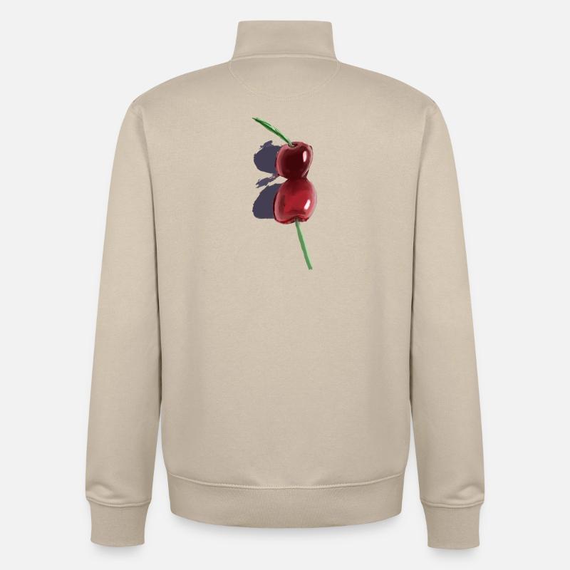 Duo Aquarelle Cerise - Sweat zippé unisexe en coton bio Stanley/Stella - beige crème