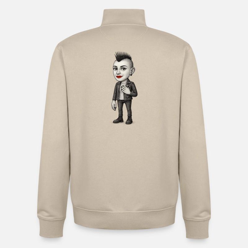 Mohawk Punker - Sweat zippé unisexe en coton bio Stanley/Stella - beige crème