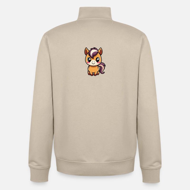 Cute chibi bangs with purple mane - Unisex Organic Zip Sweatshirt by Stanley/Stella - desert dust