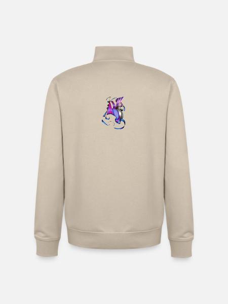 Farbige Spiral- und Fächerkunst - Unisex Organic Zip Sweatshirt von Stanley/Stella - Cremebeige
