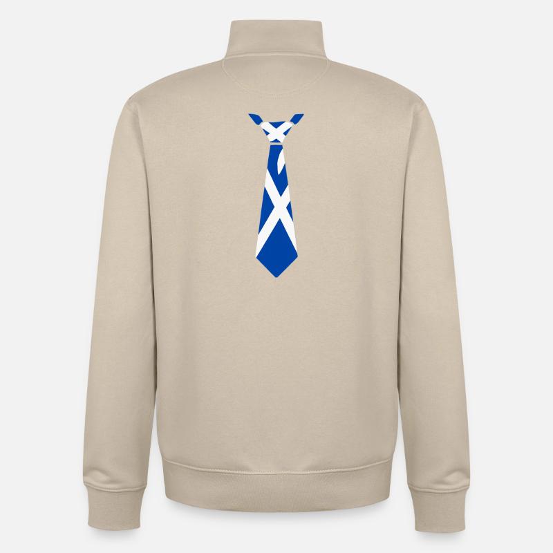 Cravate écossaise – Conception du drapeau - Sweat zippé unisexe en coton bio Stanley/Stella - beige crème