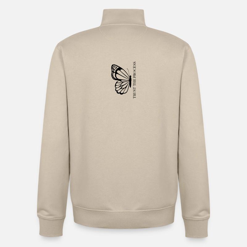 Trust the Process Butterfly Minimal Tee - Sweat zippé unisexe en coton bio Stanley/Stella - beige crème