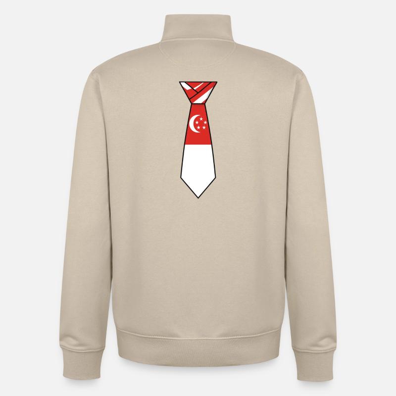 Cravate de Singapour – Conception du drapeau - Sweat zippé unisexe en coton bio Stanley/Stella - beige crème