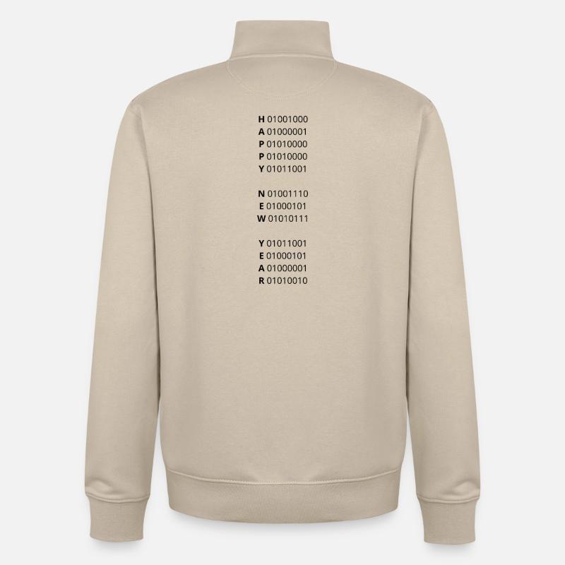 BONNE ANNÉE – code binaire - Sweat zippé unisexe en coton bio Stanley/Stella - beige crème