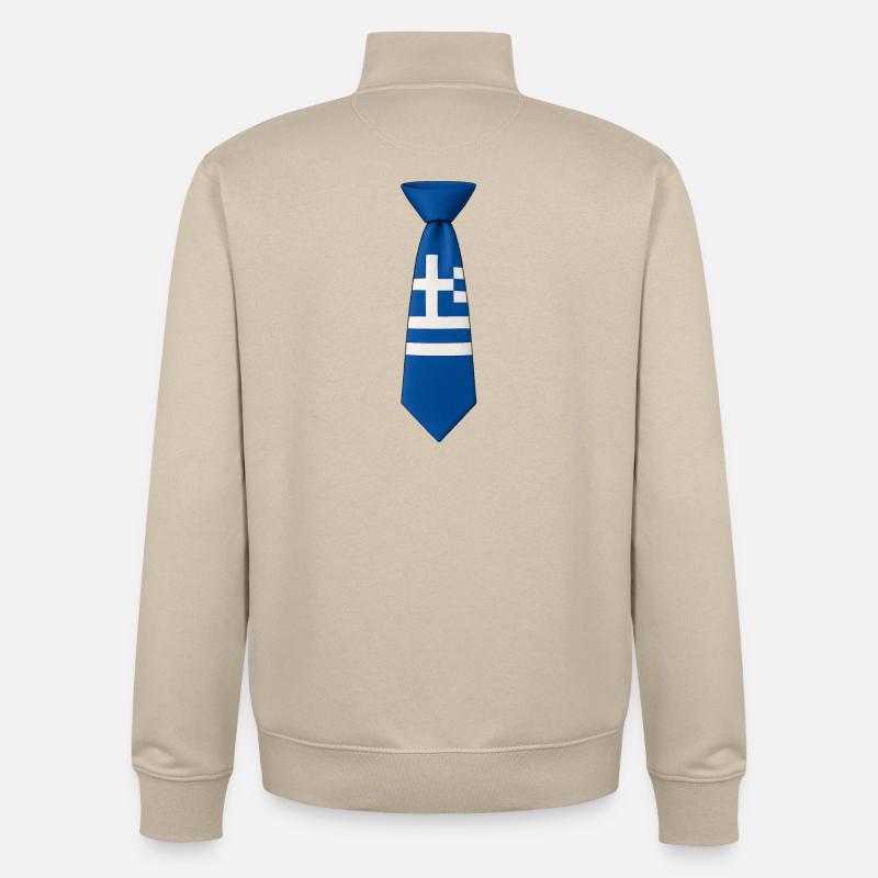 Cravate grecque – Drapeau - Sweat zippé unisexe en coton bio Stanley/Stella - beige crème