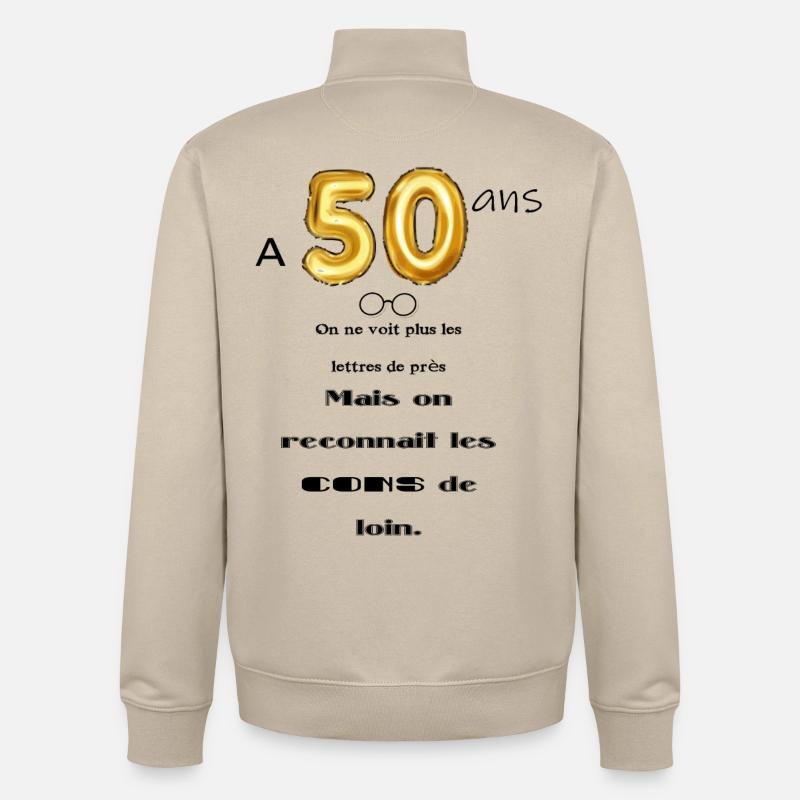 50 ans - Sweat zippé unisexe en coton bio Stanley/Stella - beige crème