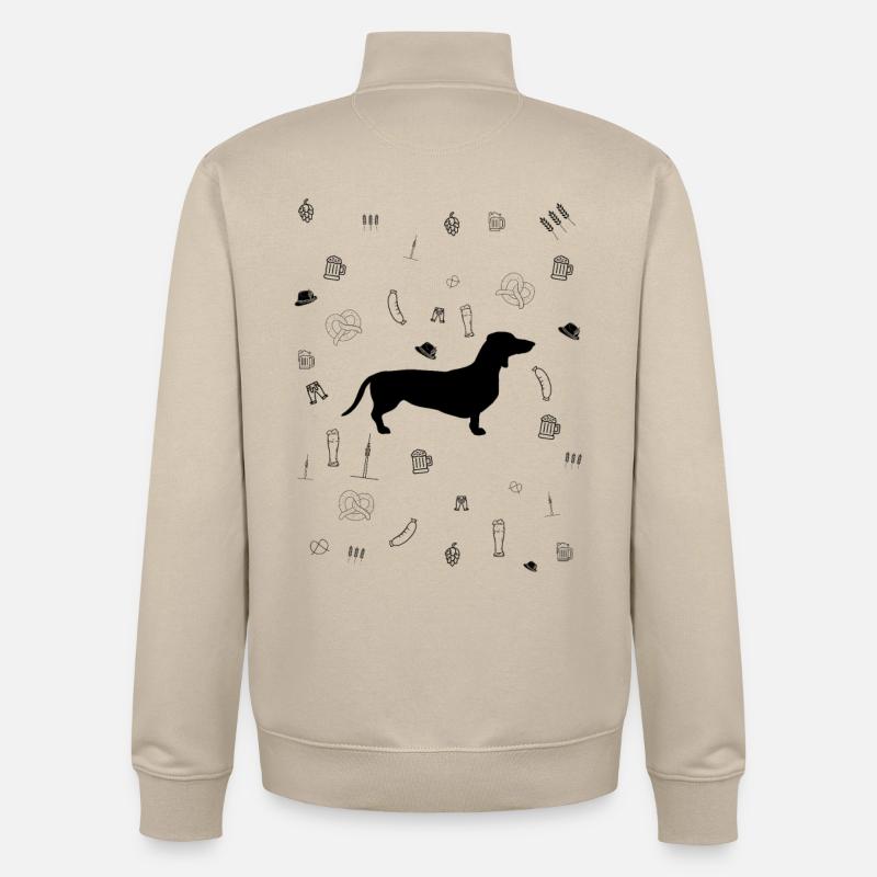 Münchner Lebensfreude: Dackel, Bier & Brezeln - Unisex Organic Zip Sweatshirt von Stanley/Stella - Cremebeige