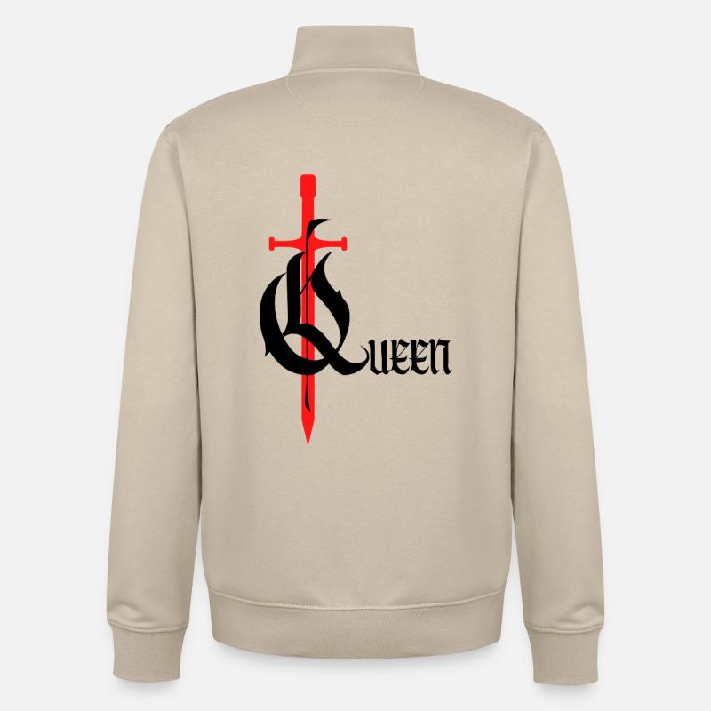 Gothic Queen Design mit Schwert mit schwarzem Text - Unisex Organic Zip Sweatshirt von Stanley/Stella - Cremebeige
