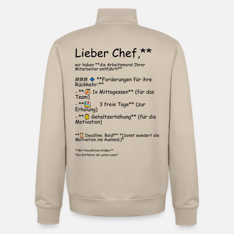 Die Arbeitsmoral - Unisex Organic Zip Sweatshirt von Stanley/Stella - Cremebeige