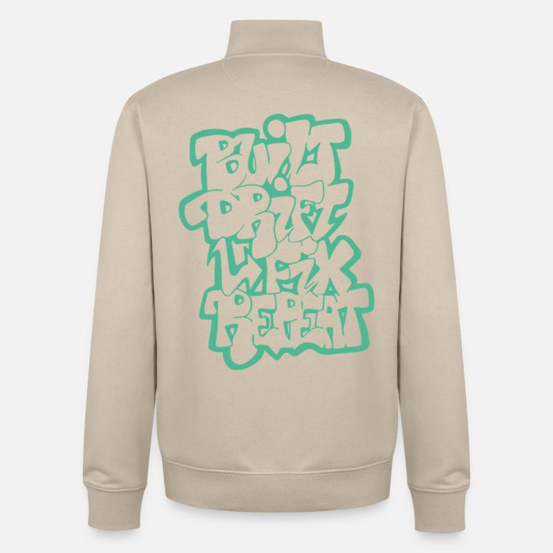 Built Drift Fix Repeat 04 - Unisex Organic Zip Sweatshirt von Stanley/Stella - Cremebeige