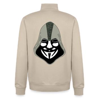 Anonymous - Unisex Organic Zip Sweatshirt by Stanley/Stella - desert dust - Back - AI Model Male 185 dark (185cm)