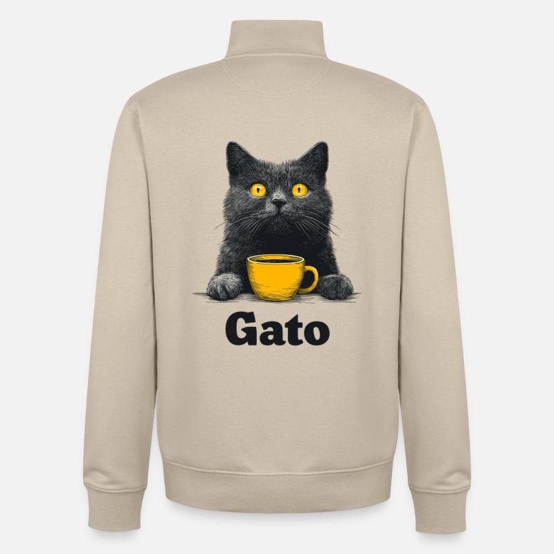 Gato Kaffee Blick Katze - Unisex Organic Zip Sweatshirt von Stanley/Stella - Cremebeige