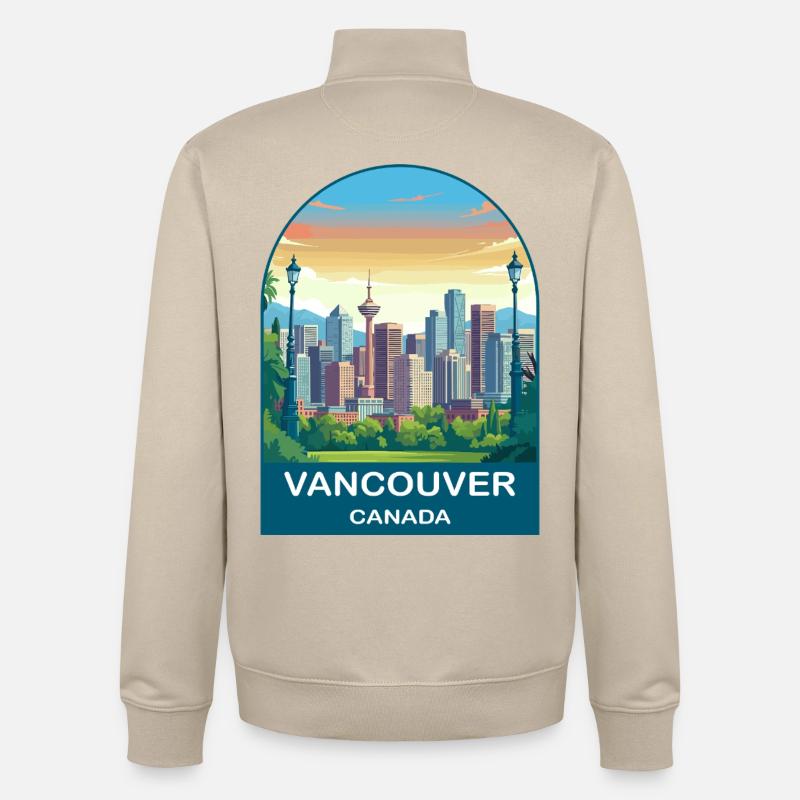 Vancouver Canada Harbour Centre Reisekunst - Unisex Organic Zip Sweatshirt von Stanley/Stella - Cremebeige