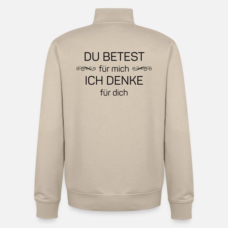 Vous priez pour moi, je pense pour vous - Sweat zippé unisexe en coton bio Stanley/Stella - beige crème