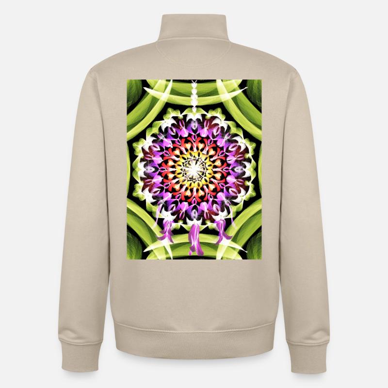 Attrape-rêves fleur mandala - Sweat zippé unisexe en coton bio Stanley/Stella - beige crème