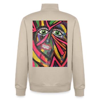 Luminous Portrait Mosaic - Unisex Organic Zip Sweatshirt by Stanley/Stella - desert dust - Back - AI Model Male 185 dark (185cm)