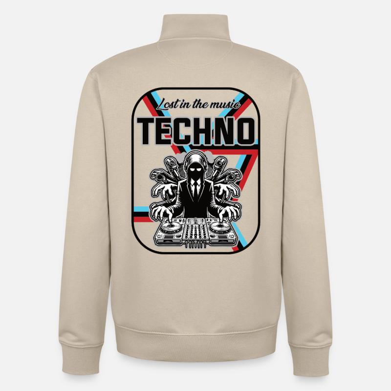 Techno Design – Perdu dans la musique - Sweat zippé unisexe en coton bio Stanley/Stella - beige crème