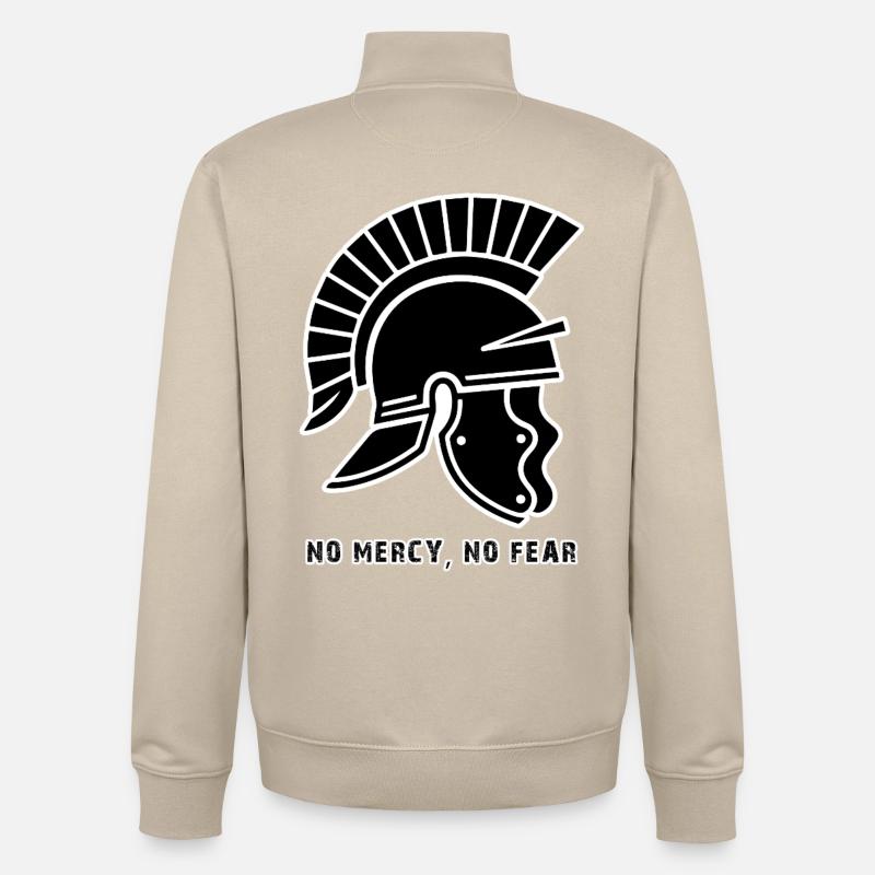 Casque guerrier noir Sans Pitié - Sweat zippé unisexe en coton bio Stanley/Stella - beige crème