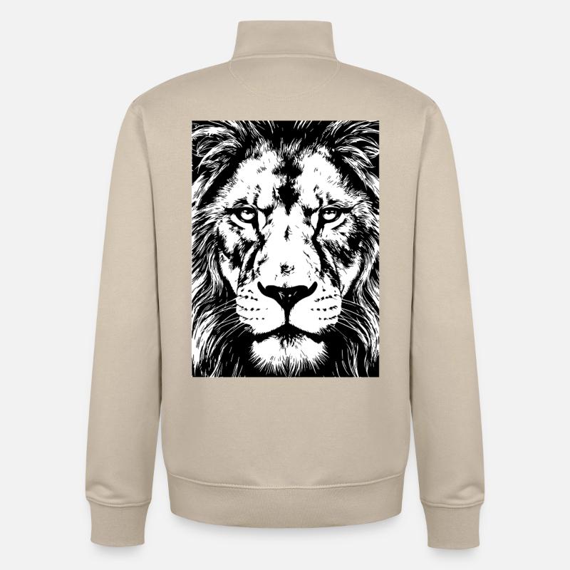 Regard de Lion Intense Puissance - Sweat zippé unisexe en coton bio Stanley/Stella - beige crème