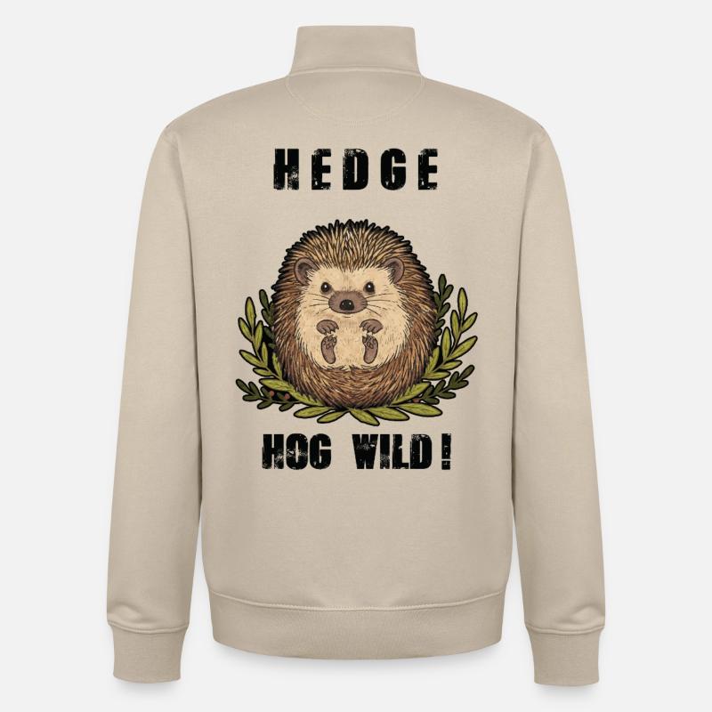 Hérisson Hedge Hog Wild Mignon - Sweat zippé unisexe en coton bio Stanley/Stella - beige crème