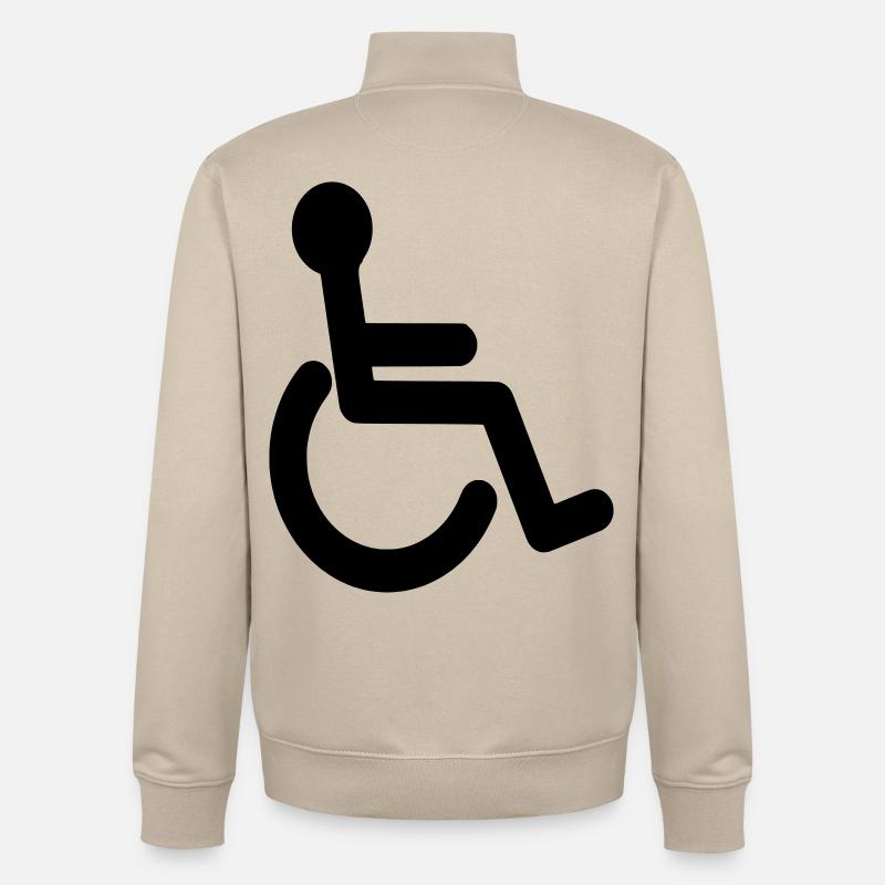 Symbole de base du fauteuil roulant # - Sweat zippé unisexe en coton bio Stanley/Stella - beige crème