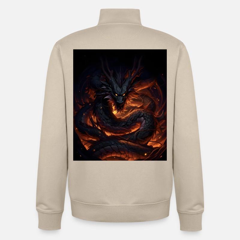 Dragon de lave dans Shadowfire - Sweat zippé unisexe en coton bio Stanley/Stella - beige crème