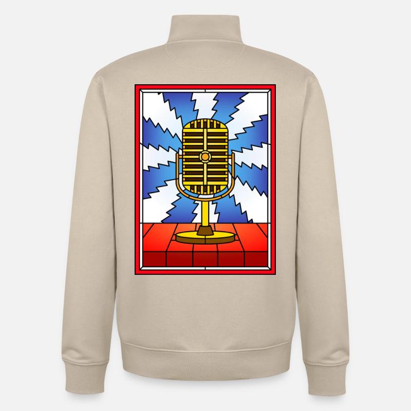 Conception rétro de vitrail micro - Sweat zippé unisexe en coton bio Stanley/Stella - beige crème