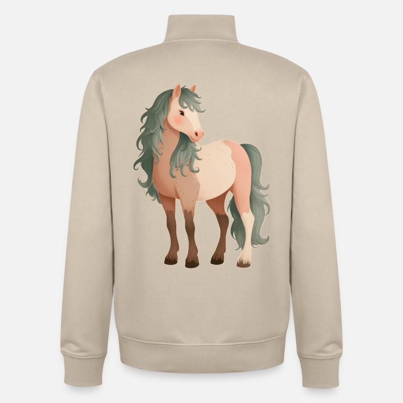 Cheval Poney Mignon - Sweat zippé unisexe en coton bio Stanley/Stella - beige crème