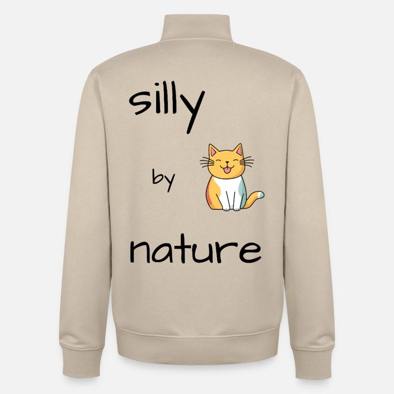 Chat Idiot - Sweat zippé unisexe en coton bio Stanley/Stella - beige crème