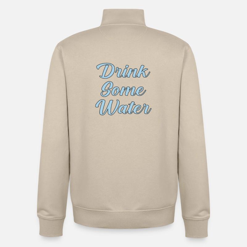 Buvez de l’eau scripte - Sweat zippé unisexe en coton bio Stanley/Stella - beige crème