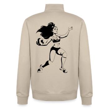 Joueur de volley-ball Cartoon Look - Sweat zippé unisexe en coton bio Stanley/Stella - beige crème - Dos - AI Model Male 185 dark (185cm)