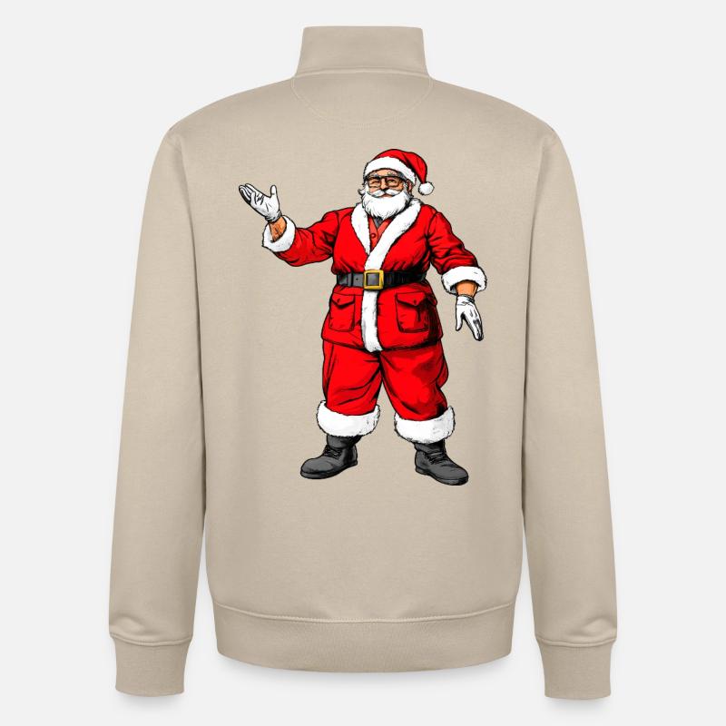 Noël du Père Noël / Père Noël - Sweat zippé unisexe en coton bio Stanley/Stella - beige crème