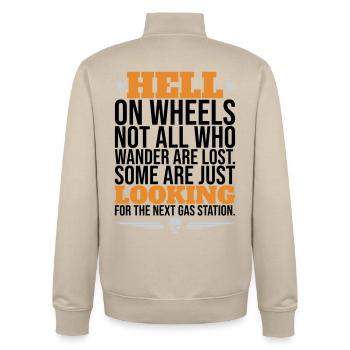 Hell On Wheels – Motard de station-service - Sweat zippé unisexe en coton bio Stanley/Stella - beige crème - Dos - AI Model Male 185 dark (185cm)