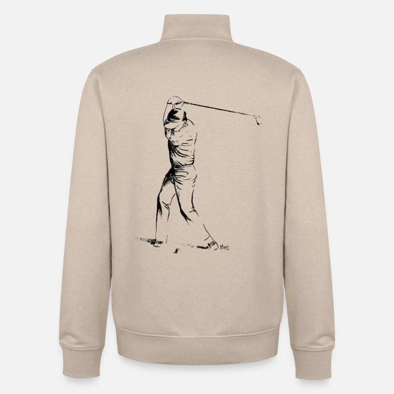 Bild eines Golfers während des Spiels - Unisex Organic Zip Sweatshirt von Stanley/Stella - Cremebeige